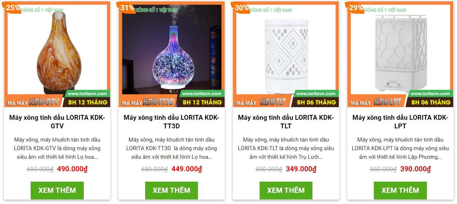 Khuyến mãi giảm giá máy xông tinh dầu lorita Máy xông tinh dầu giảm giá